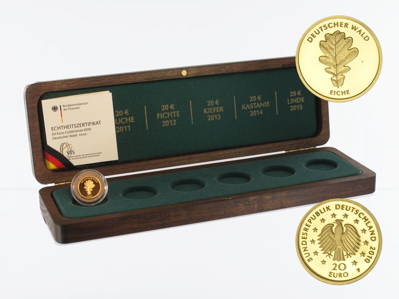 BRD 20 Euro Gold, 2010 D,  Deutscher Wald Eiche