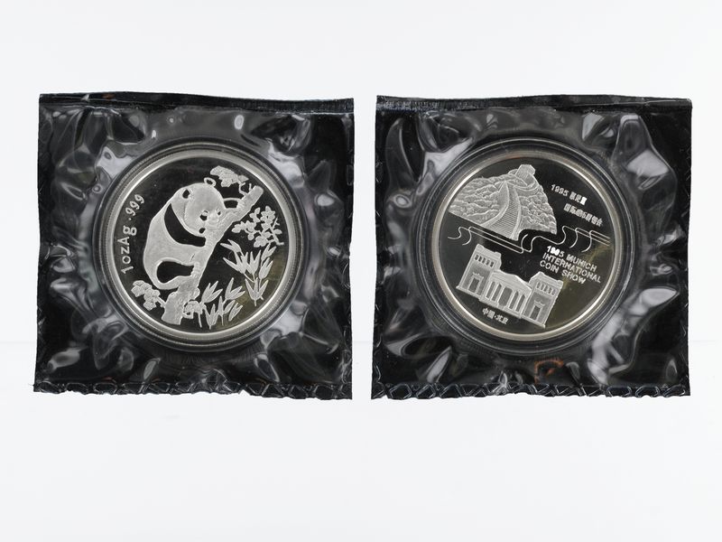 China Panda  1995 München Messe 1 oz  Silber PP