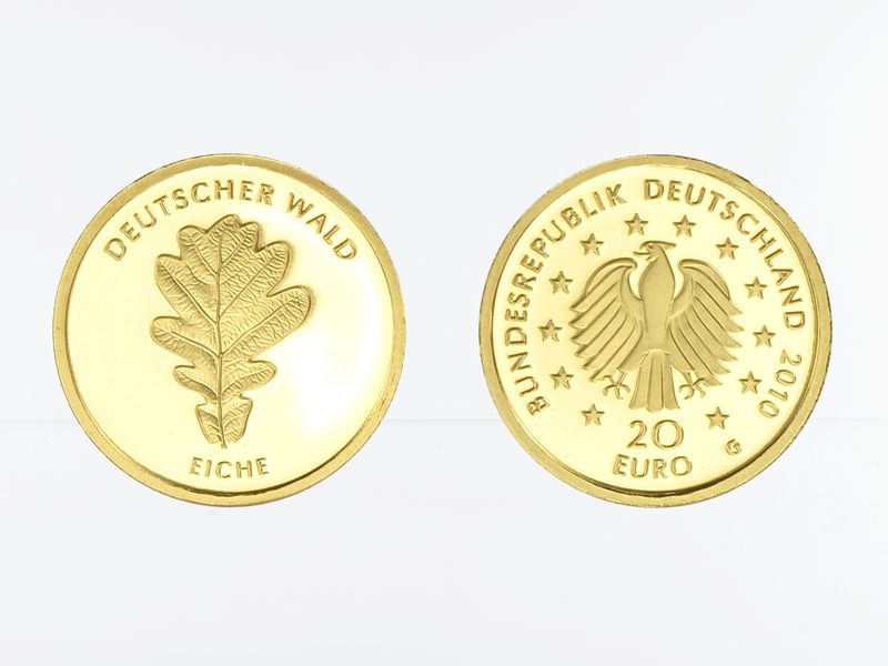BRD 20 Euro Gold, 2010,  Deutscher Wald Eiche ohne (B+C)