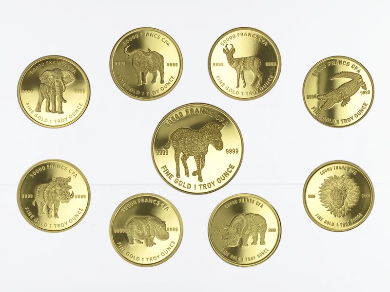 Tschad 2018-2022, 9x Mandala Wildlife Serie kpl., 9x 1 oz Gold