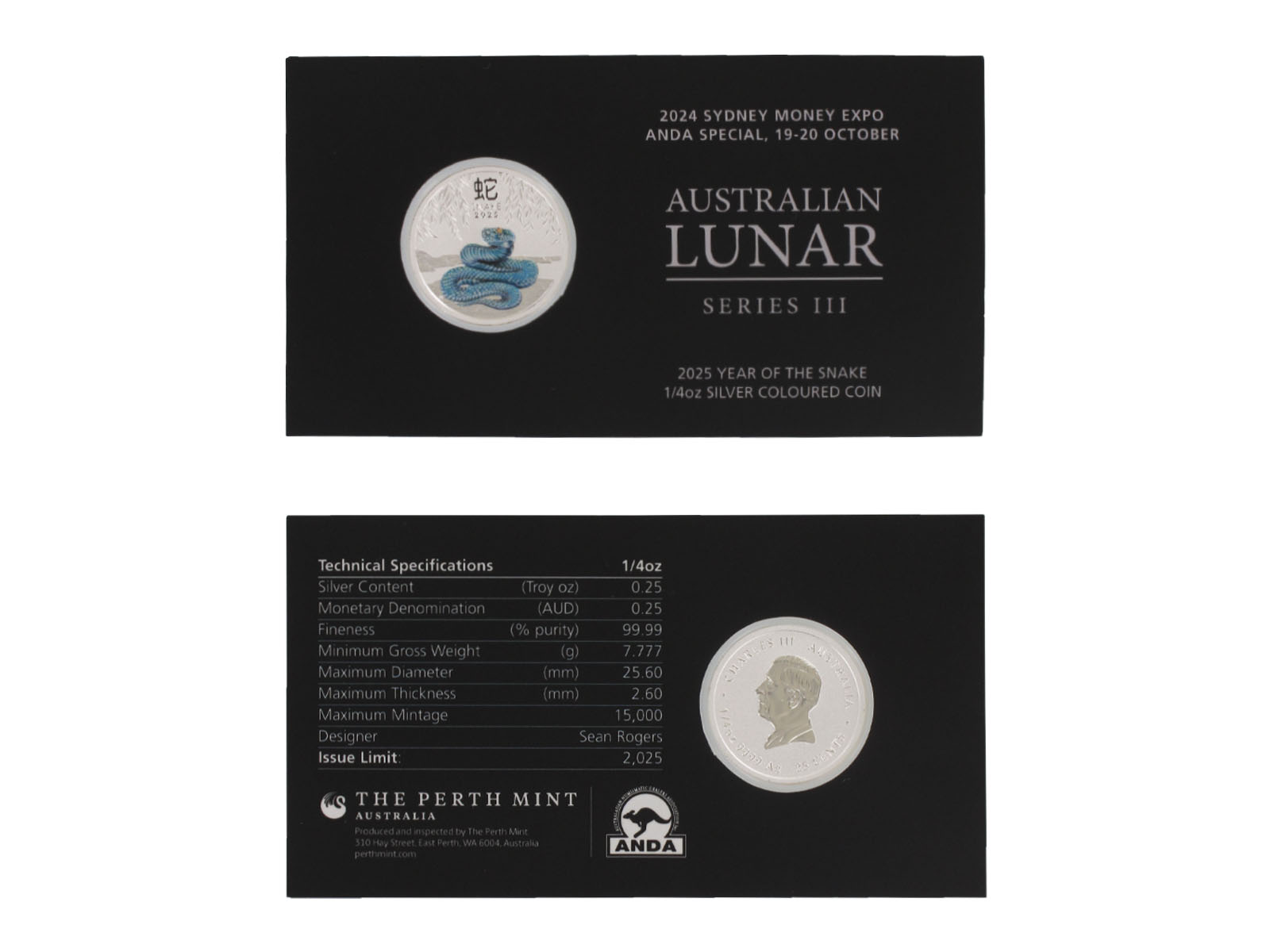 Australien 1/4$ Schlange Lunar III  2025, 1/4 oz  Silber Blister