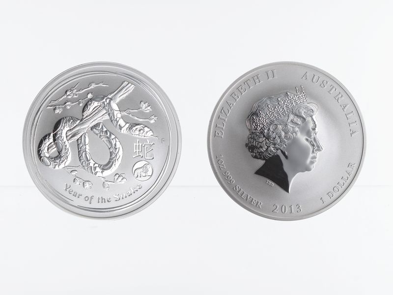 Australien 1$ Schlange Lunar II  2013, 1 oz, Privy Mark