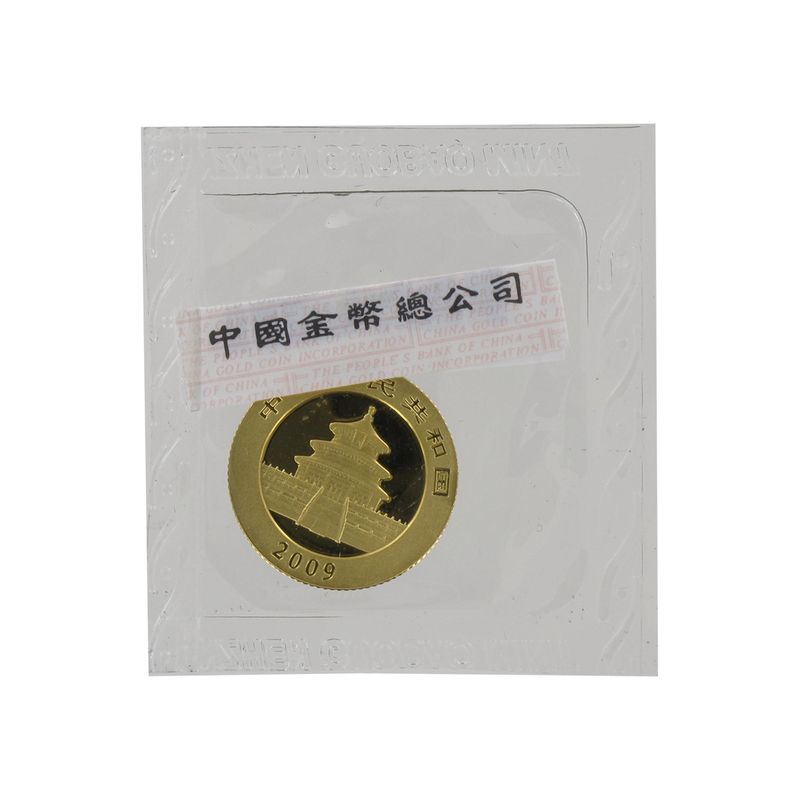 China 50 Yu  Panda 2009 Folie, 1/10 Unze Feingold