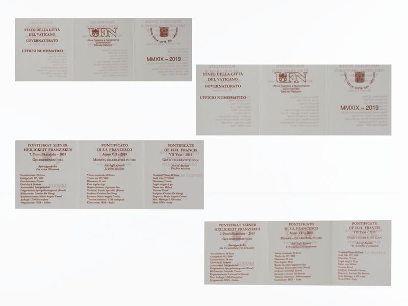 Vatikan 20 €+50 € Gold, Jahres-Set 2019