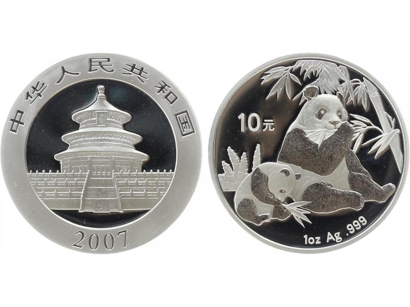 China 10 Yu Panda  2007, 1 oz  Silber China 10 Yu Panda  2007, 1 oz  Silber
