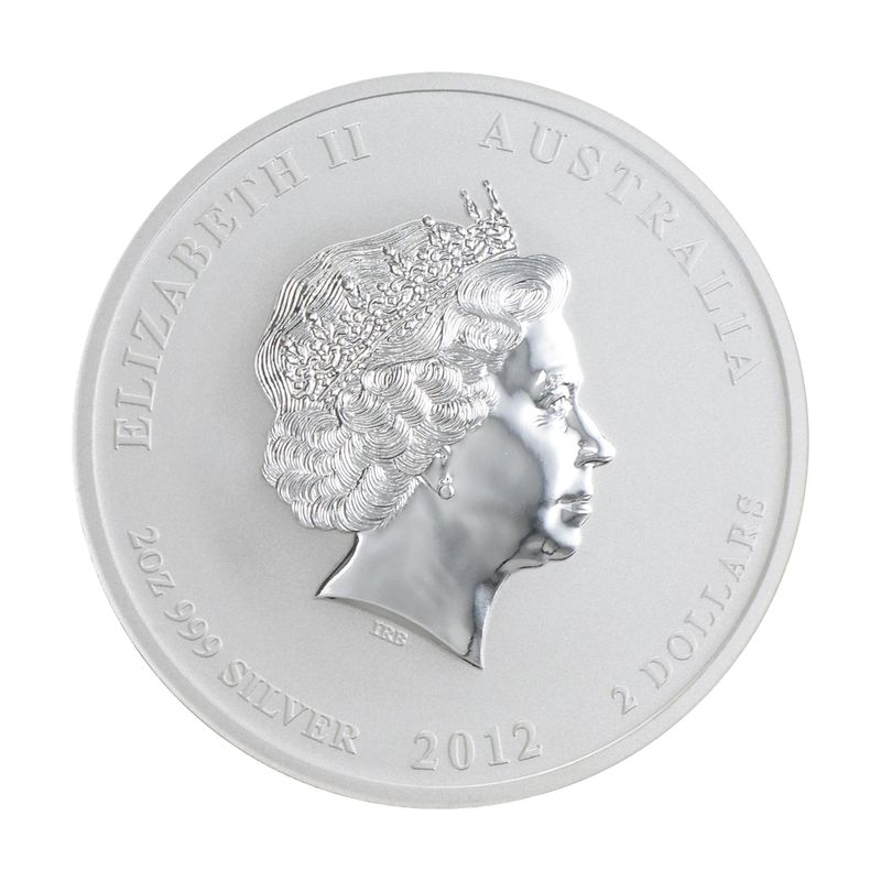 Australien 2$ Drache Lunar II  2012 farbig, 2 oz  Silber