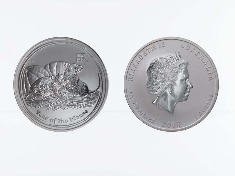 Australien 1$ Maus Lunar II  2008, 1 oz  Silber