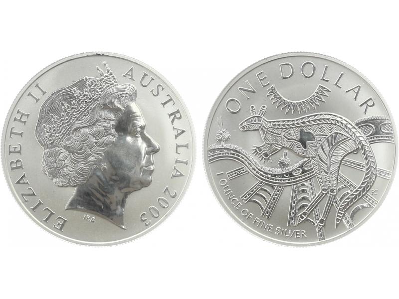 Australien 1$ Känguru 2003, 1 oz  Silber