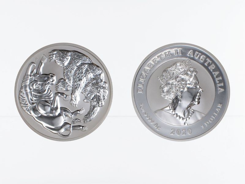 Australien 1$ Bull and Bear 2020, 1 oz  Silber