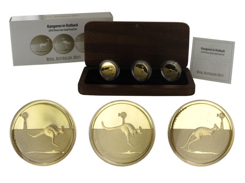 Australien Kangaroo in Outback 3-Coin-Set, 2010, (B+C), PP