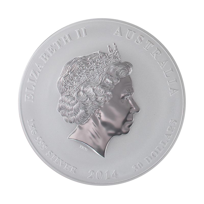 Australien 30 $ Pferd Lunar II  2014, 1 Kilo  Silber