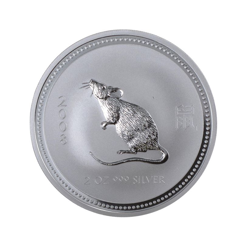 Australien 2$ Ratte Lunar I  2008, 2 oz  Silber Australien 2$ Ratte Lunar I  2008, 2 oz  Silber