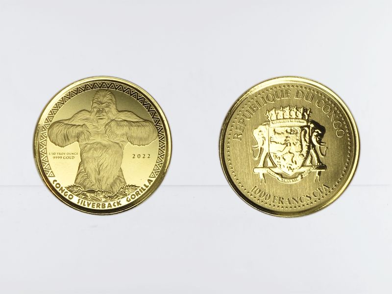 Kongo 1000 Fr.  Gold, 2022, Silverback Gorilla
