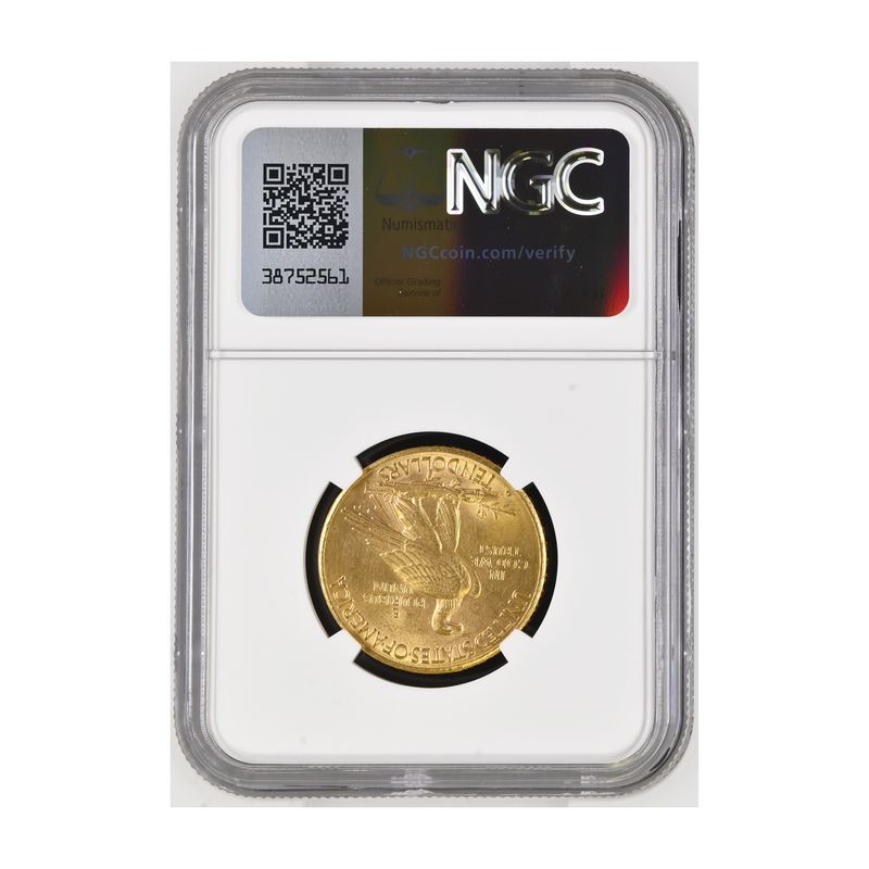 USA 10 Dollars Gold Indian Head 1910 D, Slab NGC MS62