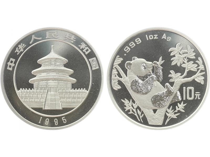China 10 Yu Panda  1995 (Typ 1), 1 oz  Silber