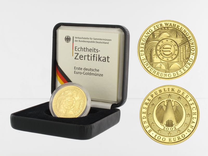 BRD 100 Euro Gold, 2002 G, Währungsunion,  original 