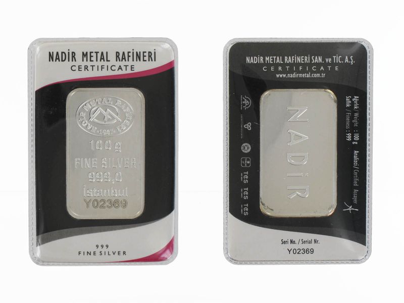 100 Gramm Silberbarren 999,9  Feinsilber Zertifikat