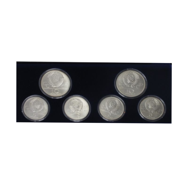 Russland Olympiade Moskau, 1977 Set  2x 10 Rubel+ 4x 5 Rubel 
