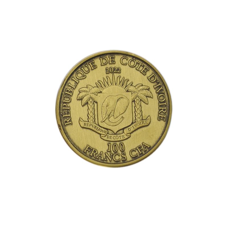Elfenbeinküste 100 CFA. Big Five Elefant 2022, High relief (B+C)