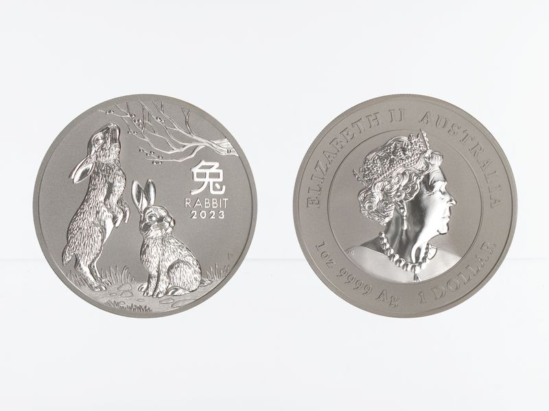 Australien 1$ Hase Lunar III 2023, 1 oz  Silber