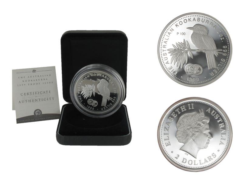 Australien 2 $ Kookaburra 1999 PP, 2 oz ,Privy Florin (B+C)