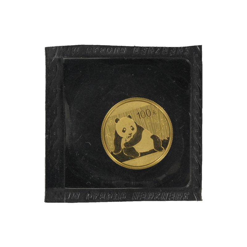 China 100 Yu  Panda 2015 Folie, 1/4 Unze Feingold