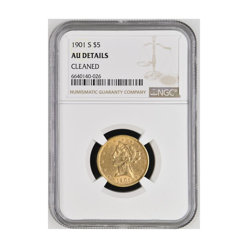 USA 5 Dollars Gold Eagle/Kopf 1901 S, Slab NGC AU Details