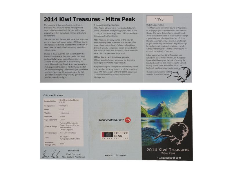 Neuseeland 1$ Kiwi 2014, 1 oz  Silber proof 