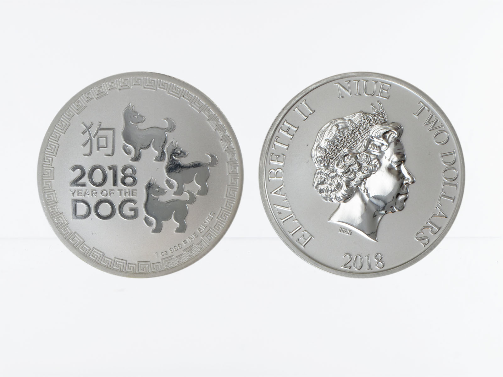 Niue 2 $  Lunar Hund 2018, 1 Unze