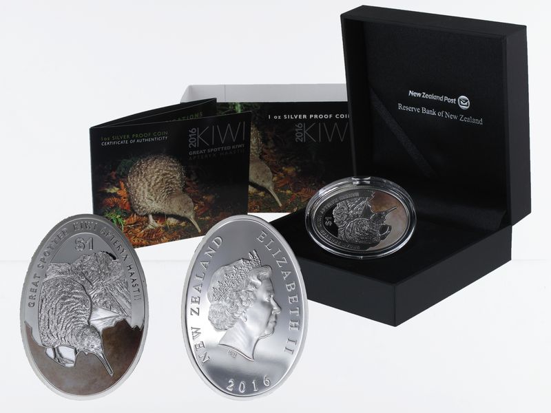 Neuseeland 1$ Kiwi 2016, 1 oz  Silber proof (B+C)