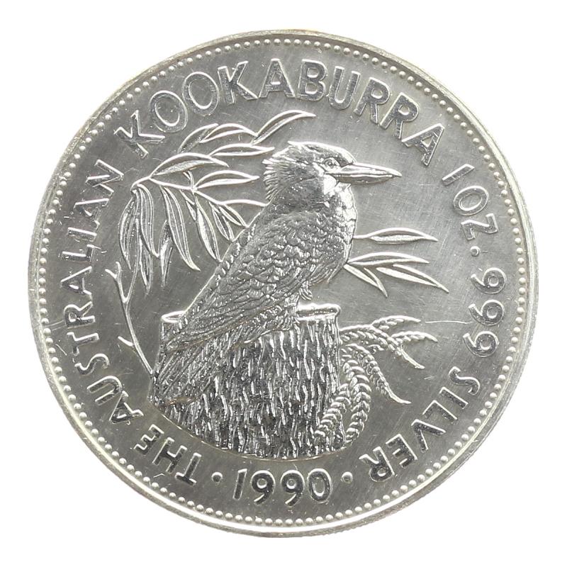 Australien 5$ Kookaburra 1990, 1 oz  Silber