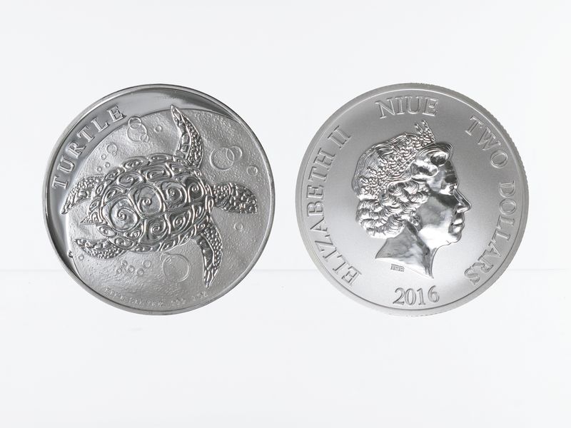 Niue Taku 2 $  Schilkröte  2016, 1 Unze