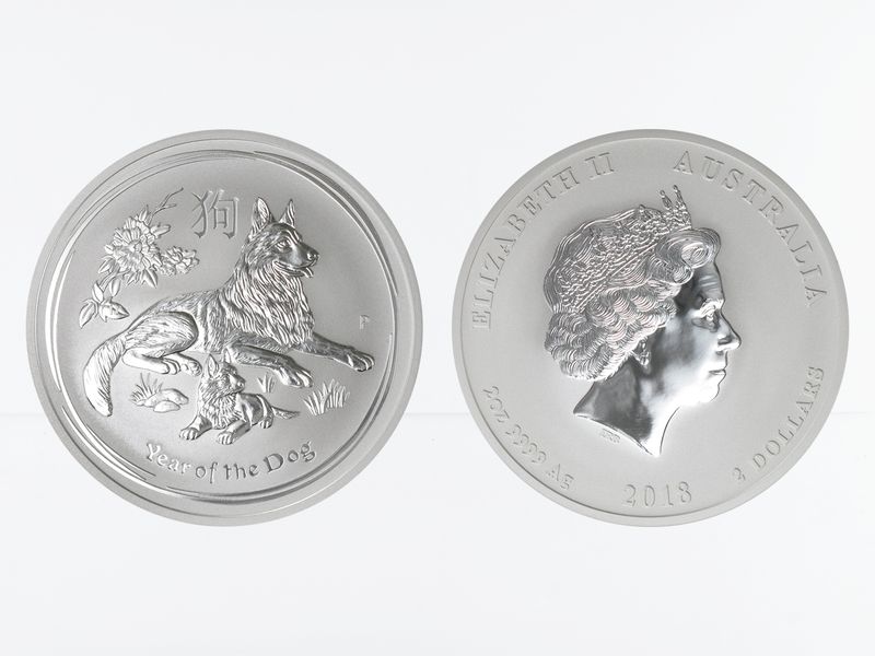 Australien 2$ Hund Lunar II  2018, 2 oz  Silber