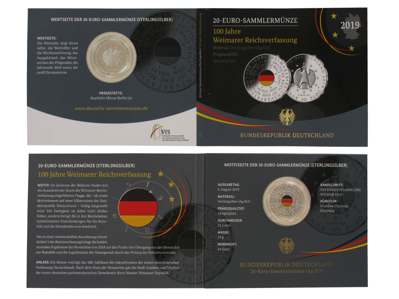 20 € 100 Jahre Weimarer Reichsverfassung, Blister PP