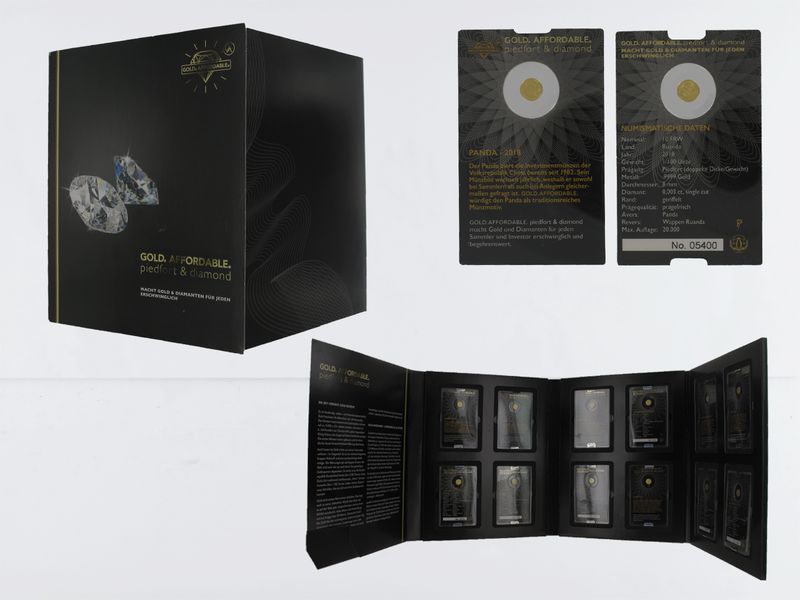 Ruanda piedfort + diamond Serie 2018  , 12x 1/100 oz Gold