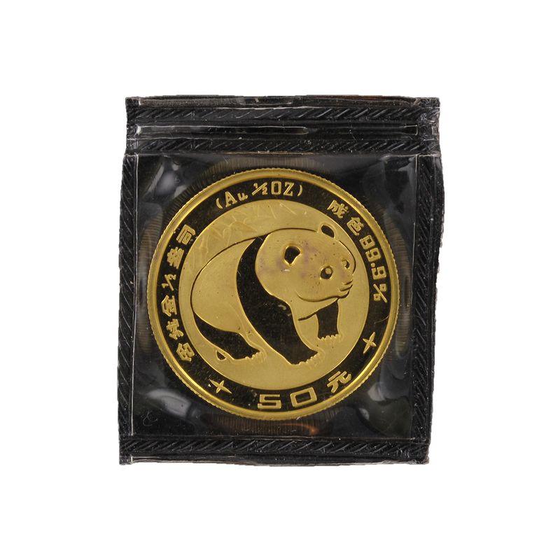 China 50 Yu  Panda 1983 Folie 1/2 Unze Feingold