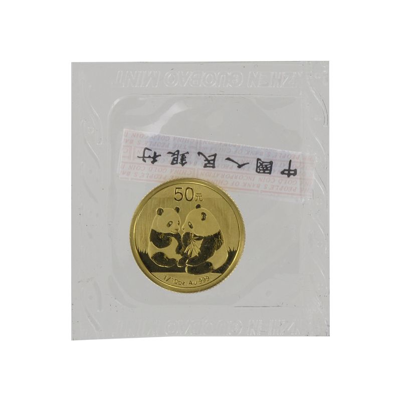 China 50 Yu  Panda 2009 Folie, 1/10 Unze Feingold