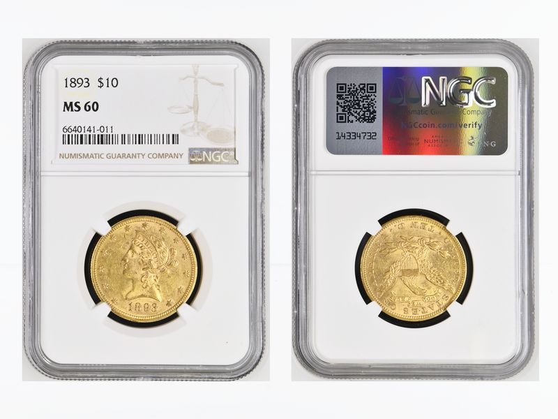 USA 10 Dollars Gold Eagle/Kopf 1893 , Slab NGC MS60