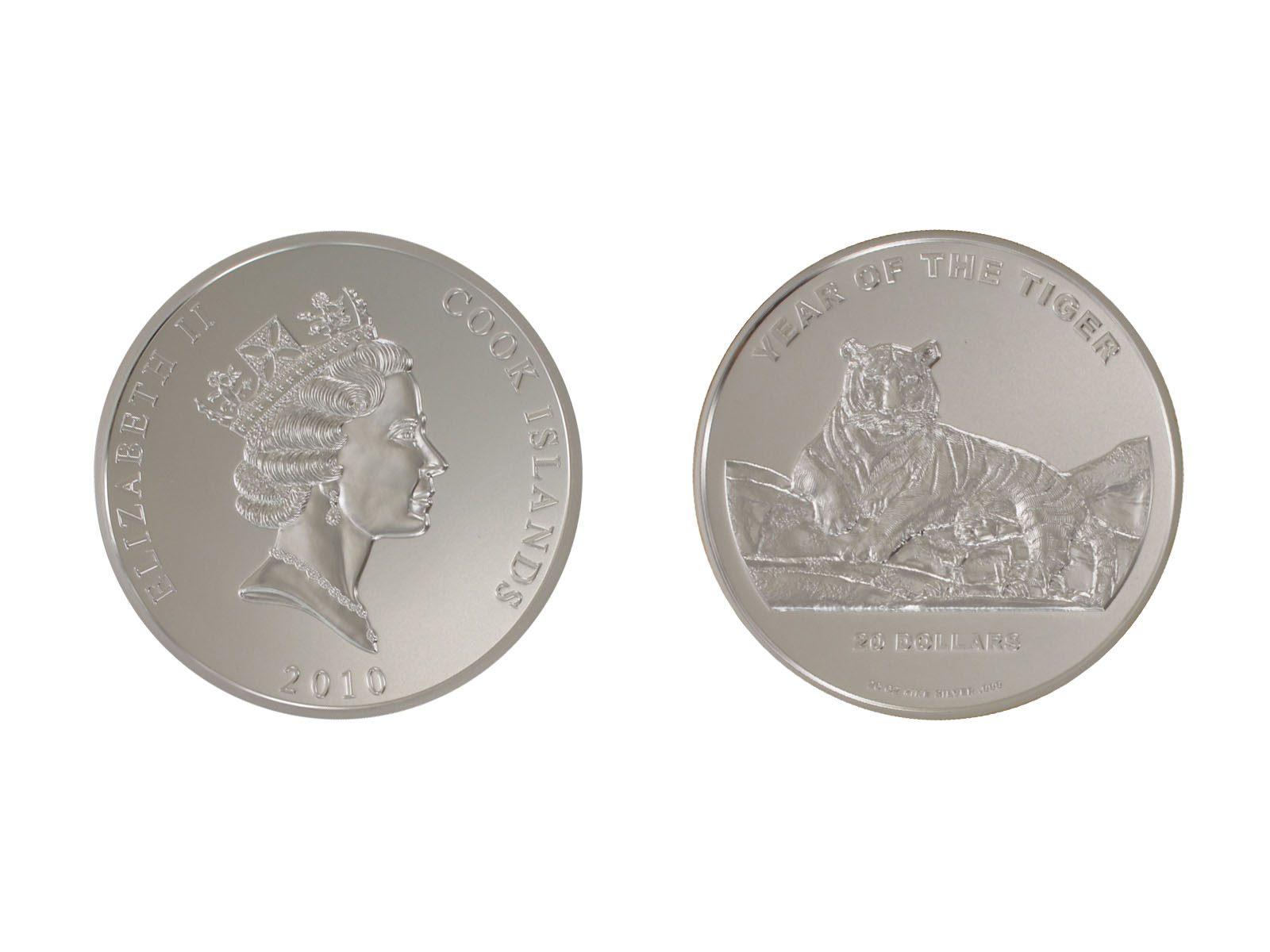 Cook Islands 20$ Lunar II Tiger 2010, 20 oz  Silber