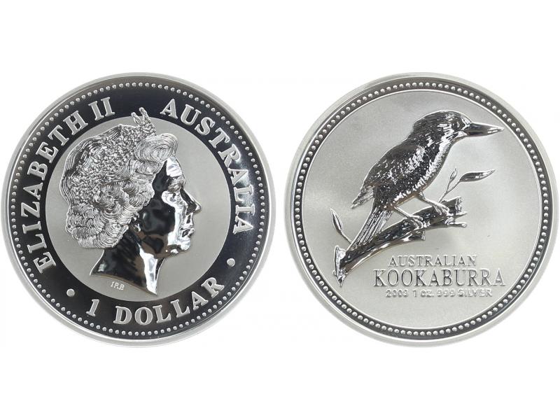Australien 1$ Kookaburra 2003, 1 oz  Silber