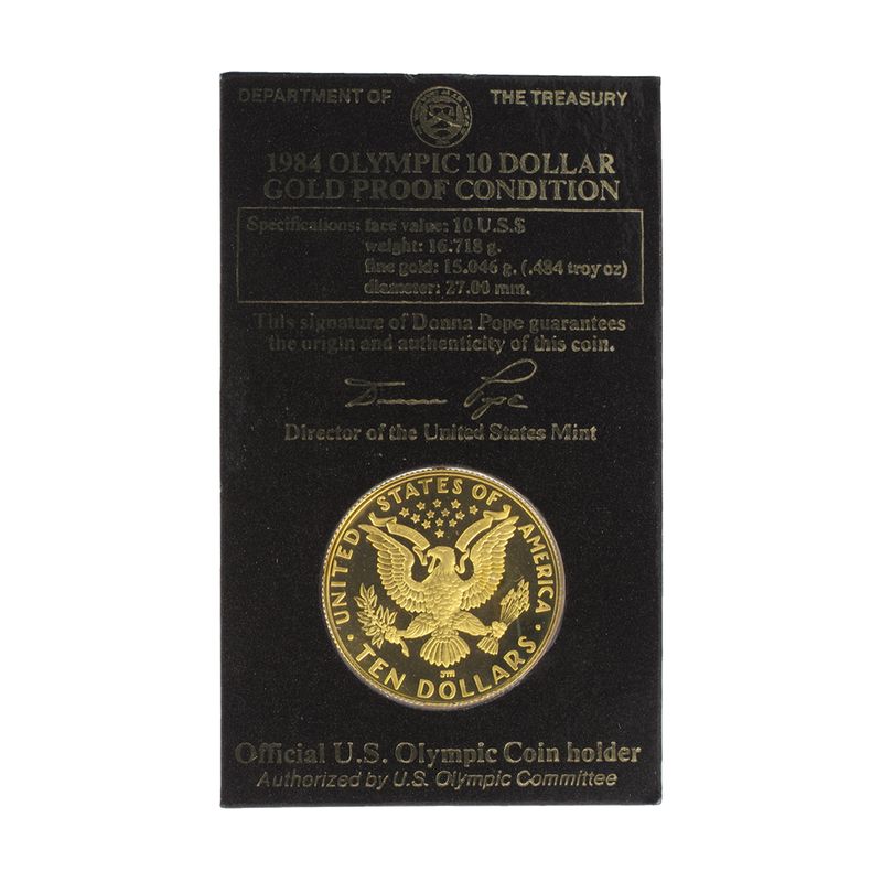 USA 10 $  Gold, Fackelläufer 1984 (W) im Folder, PP 