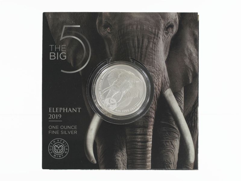 Südafrika Big Five Elefant 2019, Blister, 1 Unze Silber