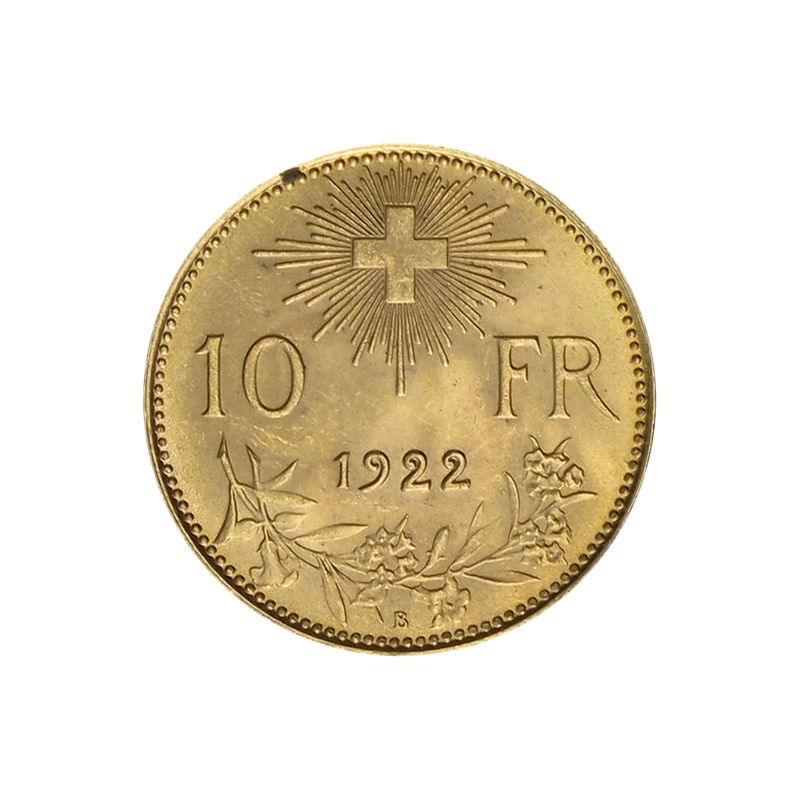 Schweiz 10 Franken Vreneli Goldmünze 1922