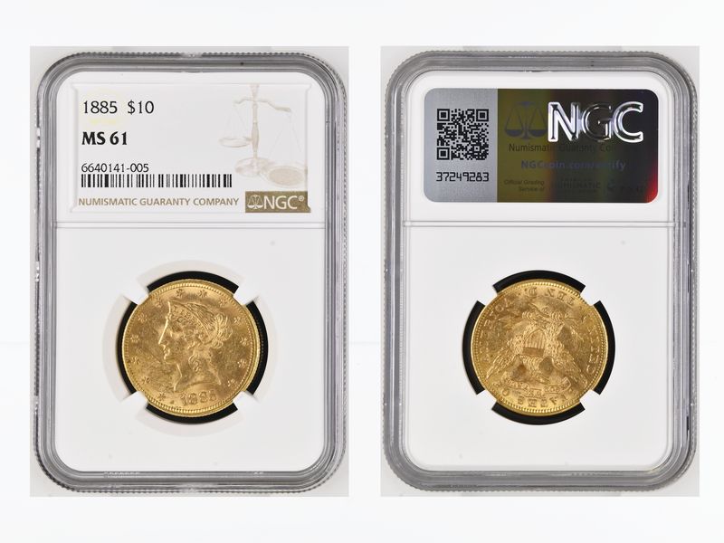 USA 10 Dollars Gold Eagle/Kopf 1885, Slab NGC MS61