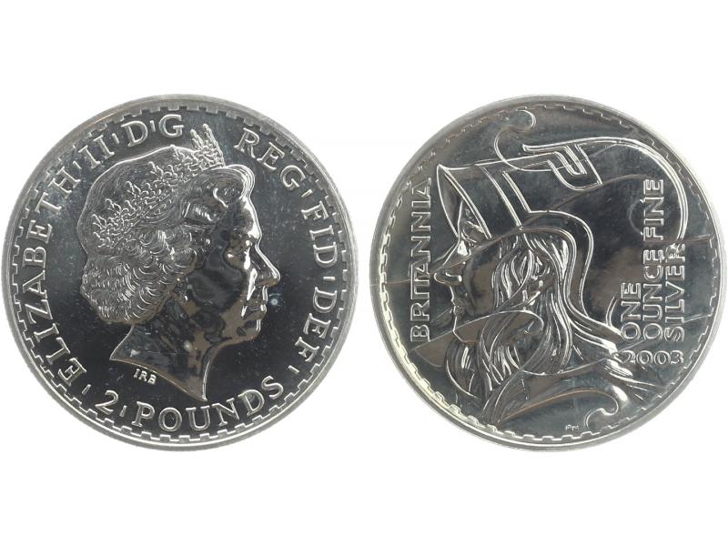 GB 2 Pfd. Silber Britannia 2003, 1 oz