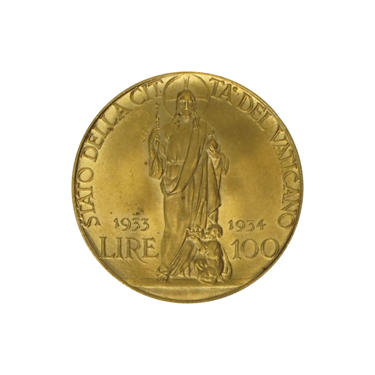 Vatikan 100 Lire Gold, 1933-34, Pius XII.