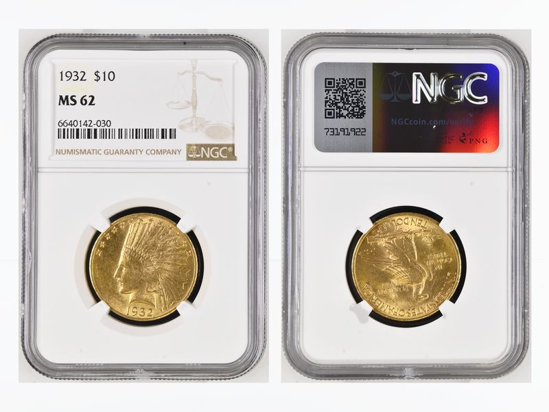 USA 10 Dollars Gold Indian Head 1932, Slab NGC MS62