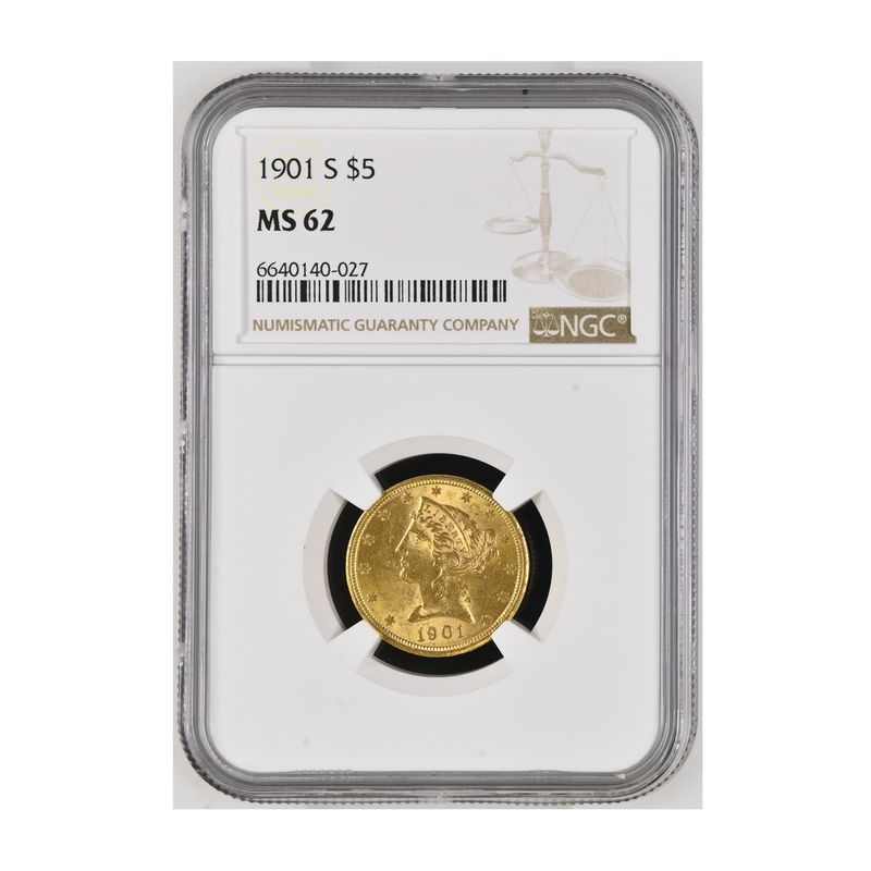 USA 5 Dollars Gold Eagle/Kopf 1901 S, Slab NGC MS62