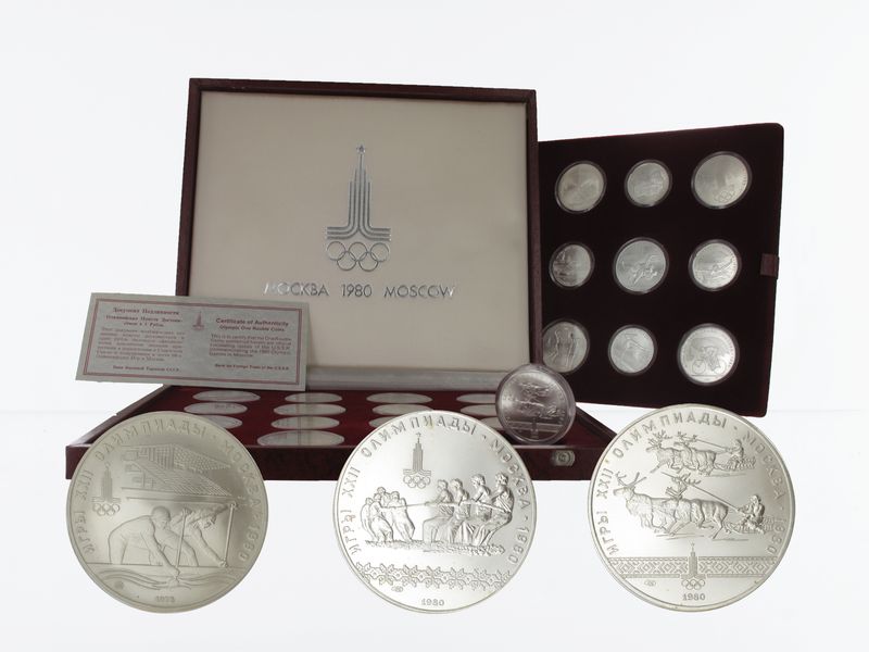 Russland Olympiade 1980, 28 Münzen kpl. Silber