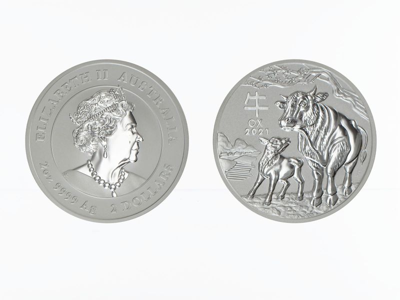 Australien 2$ Ochse Lunar III  2021, 2 oz  Silber